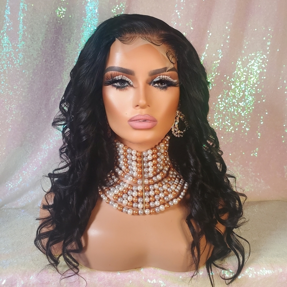 100% Human hair lace closure wig 20